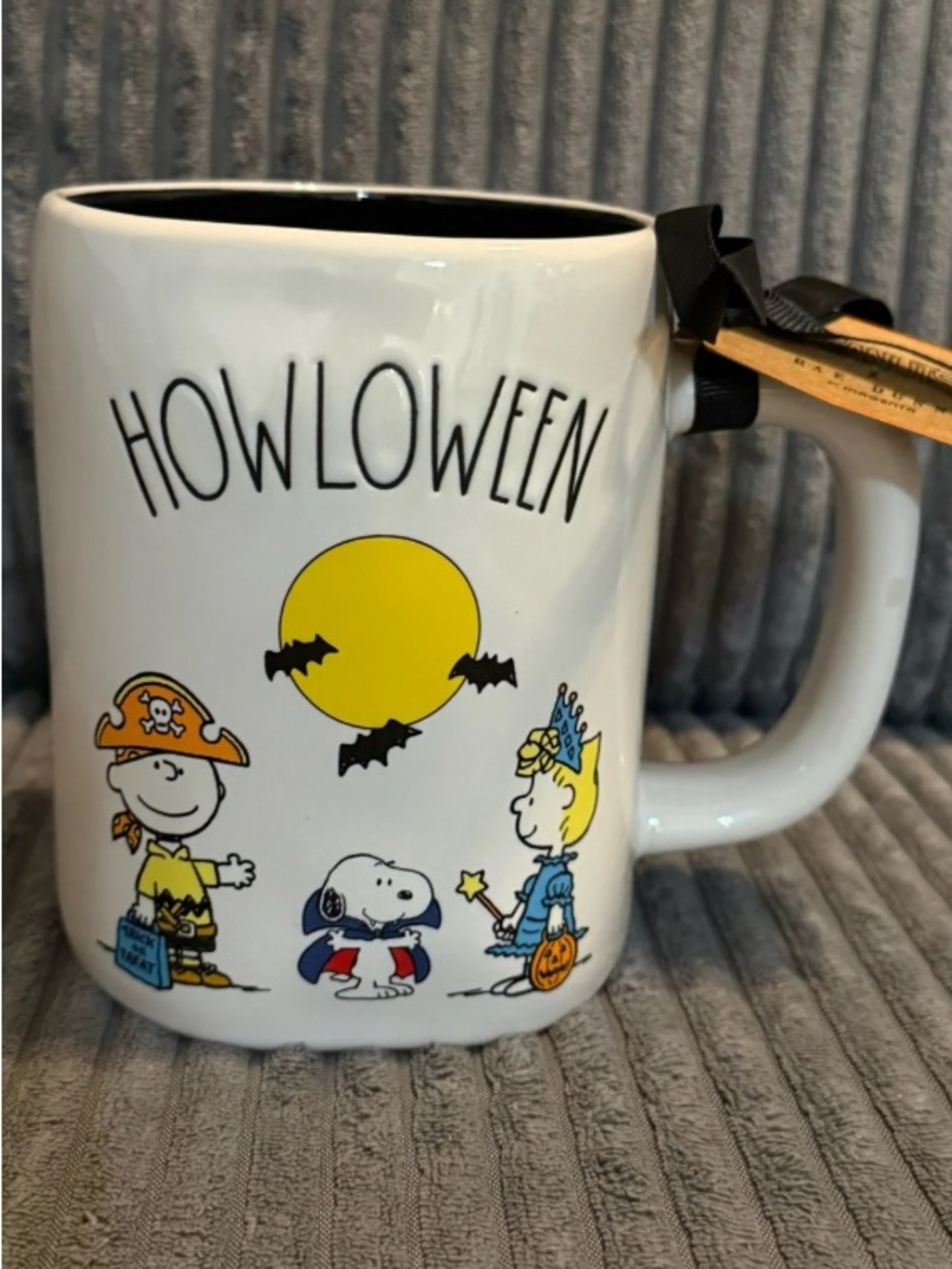 Rae Dunn x Peanuts White Ceramic Mug w/ Black Interior- HOWLOWEEN- NWT
